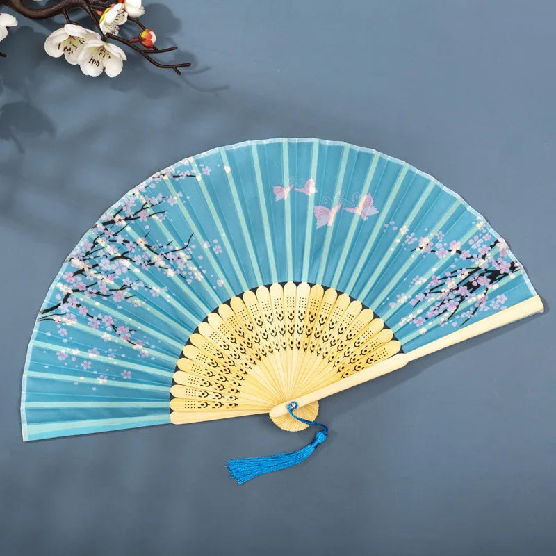 Foldable Silk Hand Fan - Bamboo Halloween Cosplay Prop Party Decoration - ZOOMNSTORE