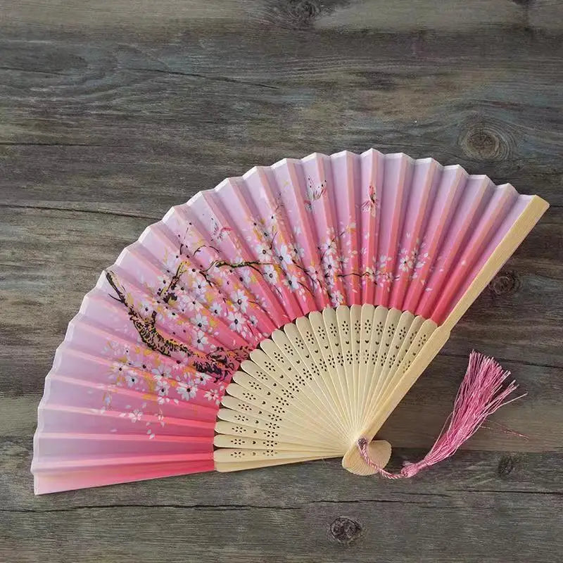 Foldable Silk Hand Fan - Bamboo Halloween Cosplay Prop Party Decoration - ZOOMNSTORE