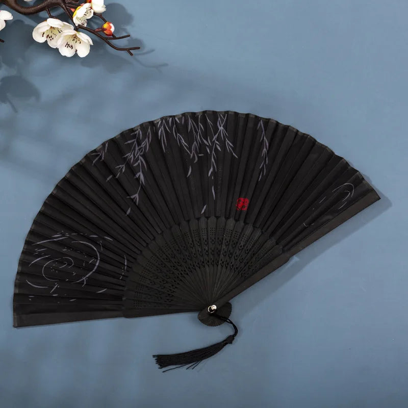 Foldable Silk Hand Fan - Bamboo Halloween Cosplay Prop Party Decoration - ZOOMNSTORE