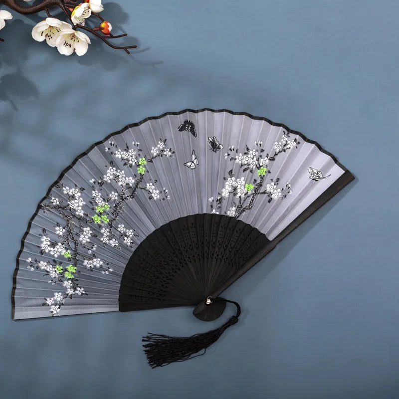 Foldable Silk Hand Fan - Bamboo Halloween Cosplay Prop Party Decoration - ZOOMNSTORE