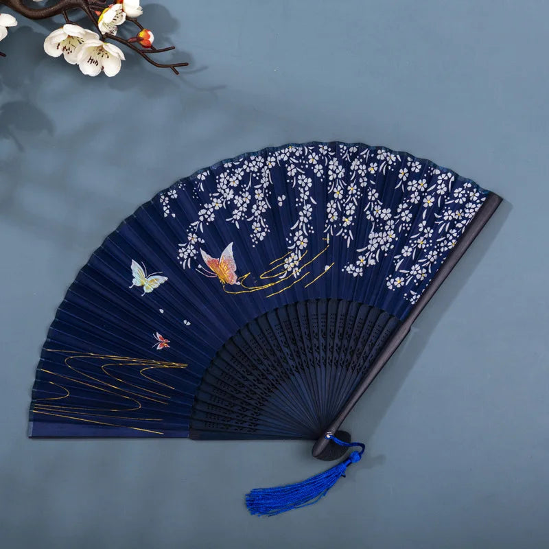 Foldable Silk Hand Fan - Bamboo Halloween Cosplay Prop Party Decoration - ZOOMNSTORE