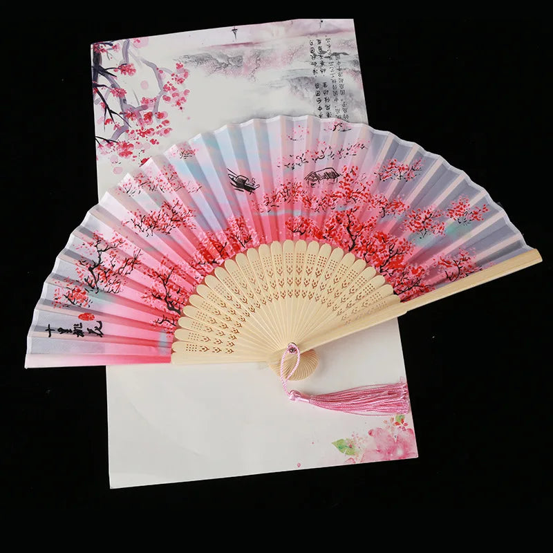 Foldable Silk Hand Fan - Bamboo Halloween Cosplay Prop Party Decoration - ZOOMNSTORE