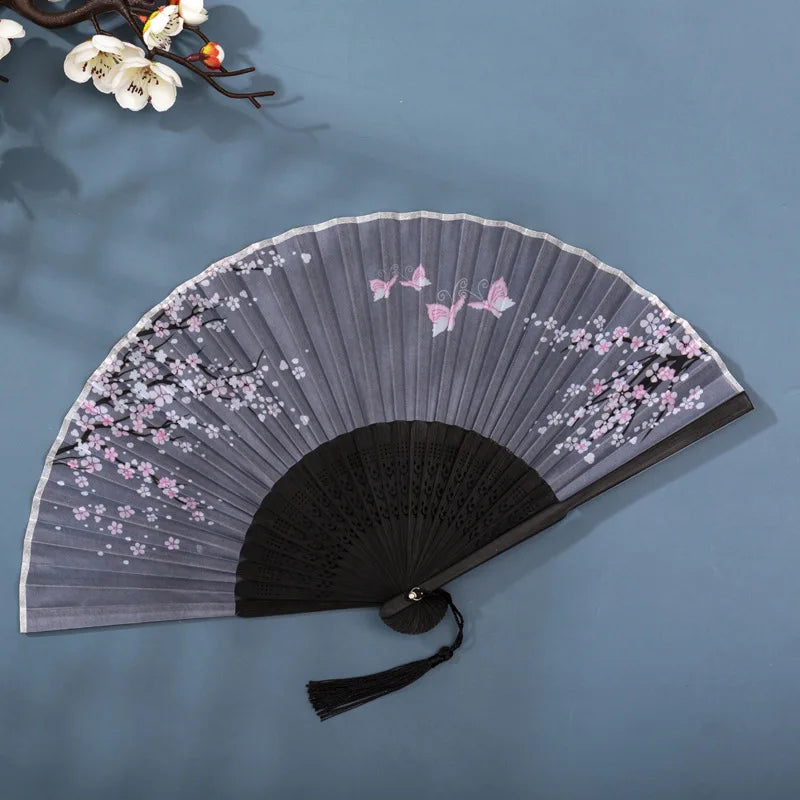 Foldable Silk Hand Fan - Bamboo Halloween Cosplay Prop Party Decoration - ZOOMNSTORE