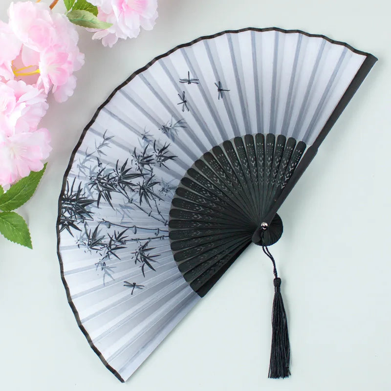 Foldable Silk Hand Fan - Bamboo Halloween Cosplay Prop Party Decoration - ZOOMNSTORE
