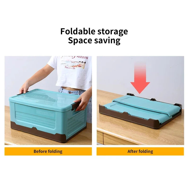Folding Storage Box - Multifunctional Plastic Organizer with Lid - ZOOMNSTORE