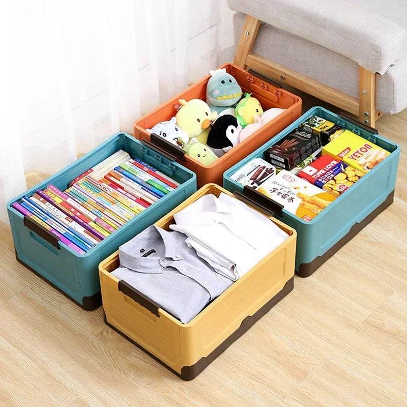 Folding Storage Box - Multifunctional Plastic Organizer with Lid - ZOOMNSTORE