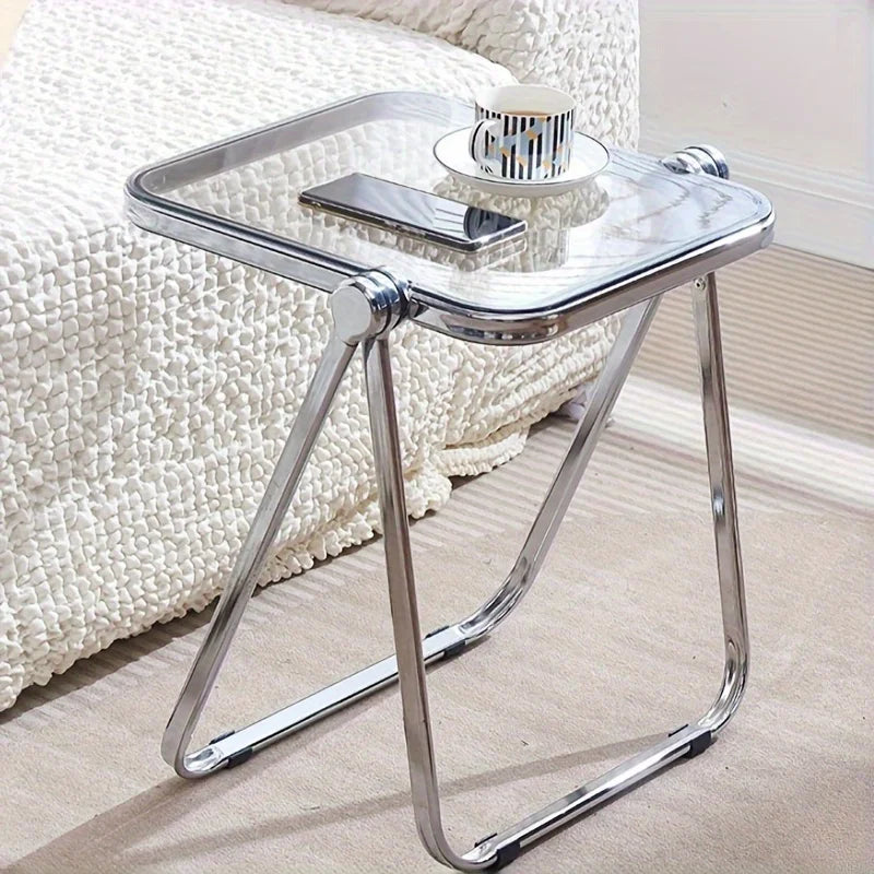 Folding Transparent Coffee Table - Stylish Side Table for Living Room Balcony - ZOOMNSTORE