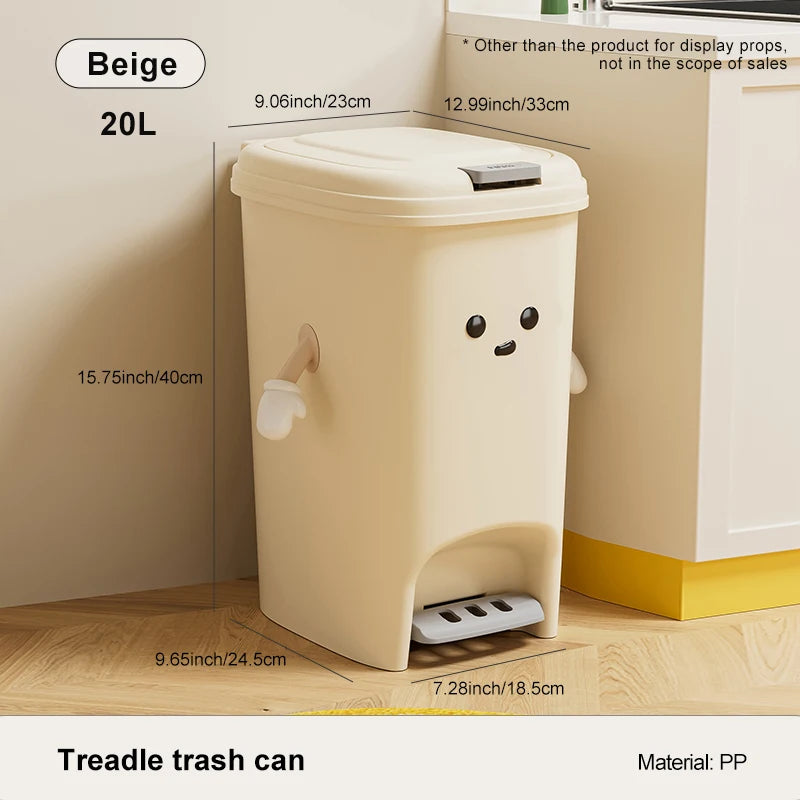 Large Capacity Foot Pedal Trash Can - 10L20L Kitchen Dorm Room Bin - ZOOMNSTORE