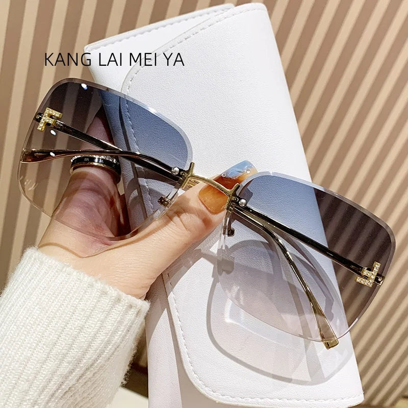 Frameless Metal Sunglasses - Trendy Womens European American Style - ZOOMNSTORE