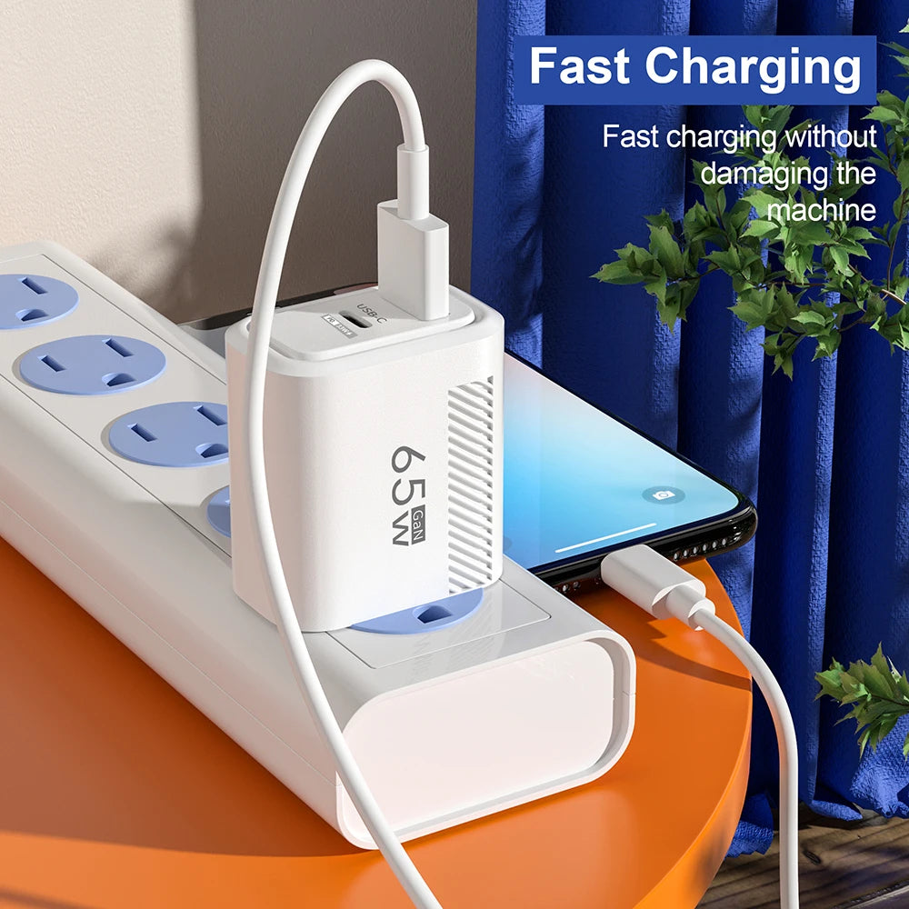 GaN USB Type C Charger Quick Charge USB Fast Wall Charger For iPhone 14 Xiaomi 14 Samsung Huawei Type C PD Phone Charge Adapter - ZOOMNSTORE