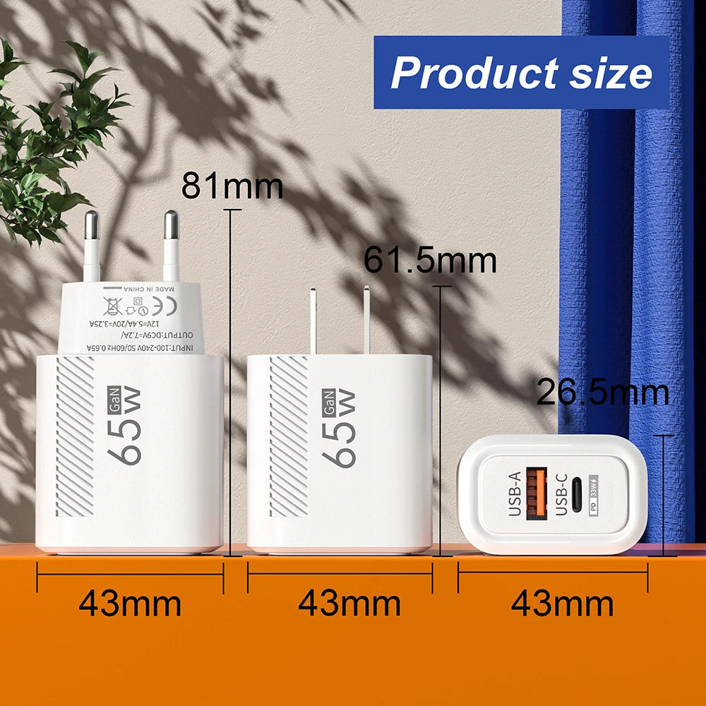 GaN USB Type C Charger Quick Charge USB Fast Wall Charger For iPhone 14 Xiaomi 14 Samsung Huawei Type C PD Phone Charge Adapter - ZOOMNSTORE