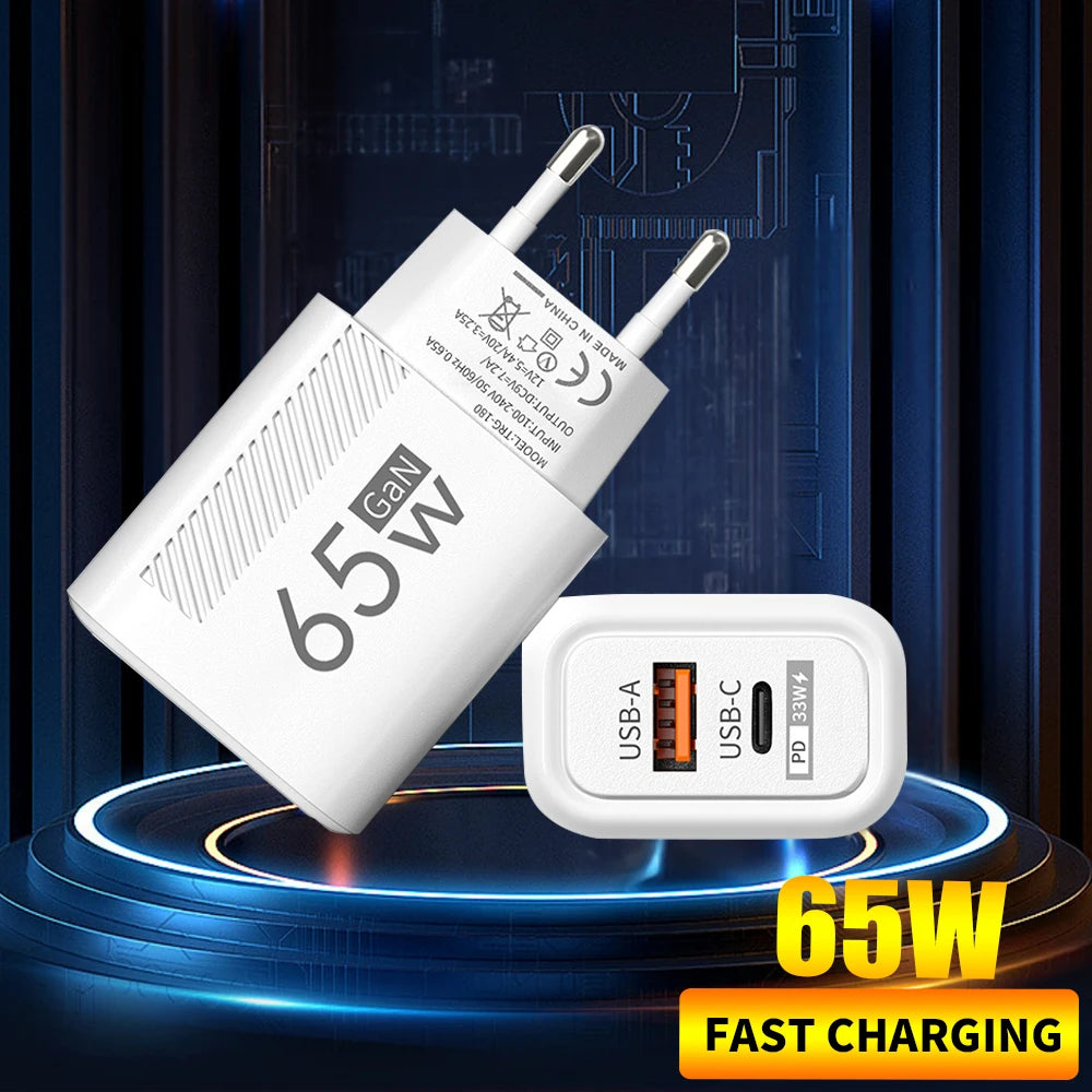 GaN USB Type C Charger Quick Charge USB Fast Wall Charger For iPhone 14 Xiaomi 14 Samsung Huawei Type C PD Phone Charge Adapter - ZOOMNSTORE