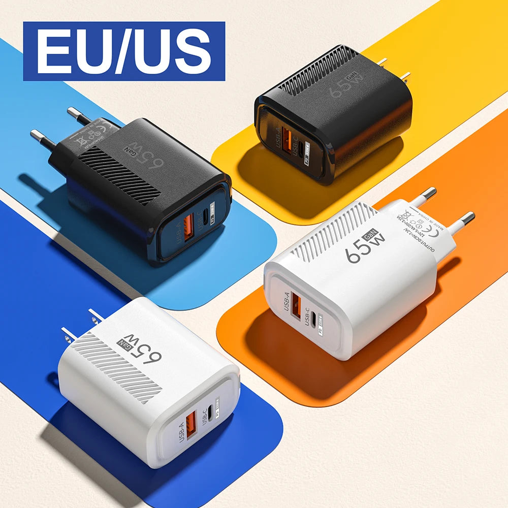 GaN USB Type C Charger Quick Charge USB Fast Wall Charger For iPhone 14 Xiaomi 14 Samsung Huawei Type C PD Phone Charge Adapter - ZOOMNSTORE
