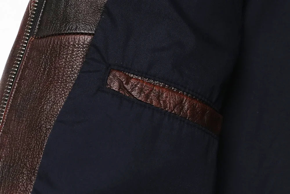Genuine Leather Motorcycle Jacket - Vintage Brown Cowhide Biker Coat for Men - ZOOMNSTORE