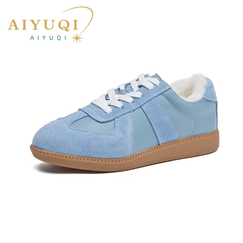 Genuine Leather Womens Sneakers - Casual Spring Flat Training Shoes - ZOOMNSTORE