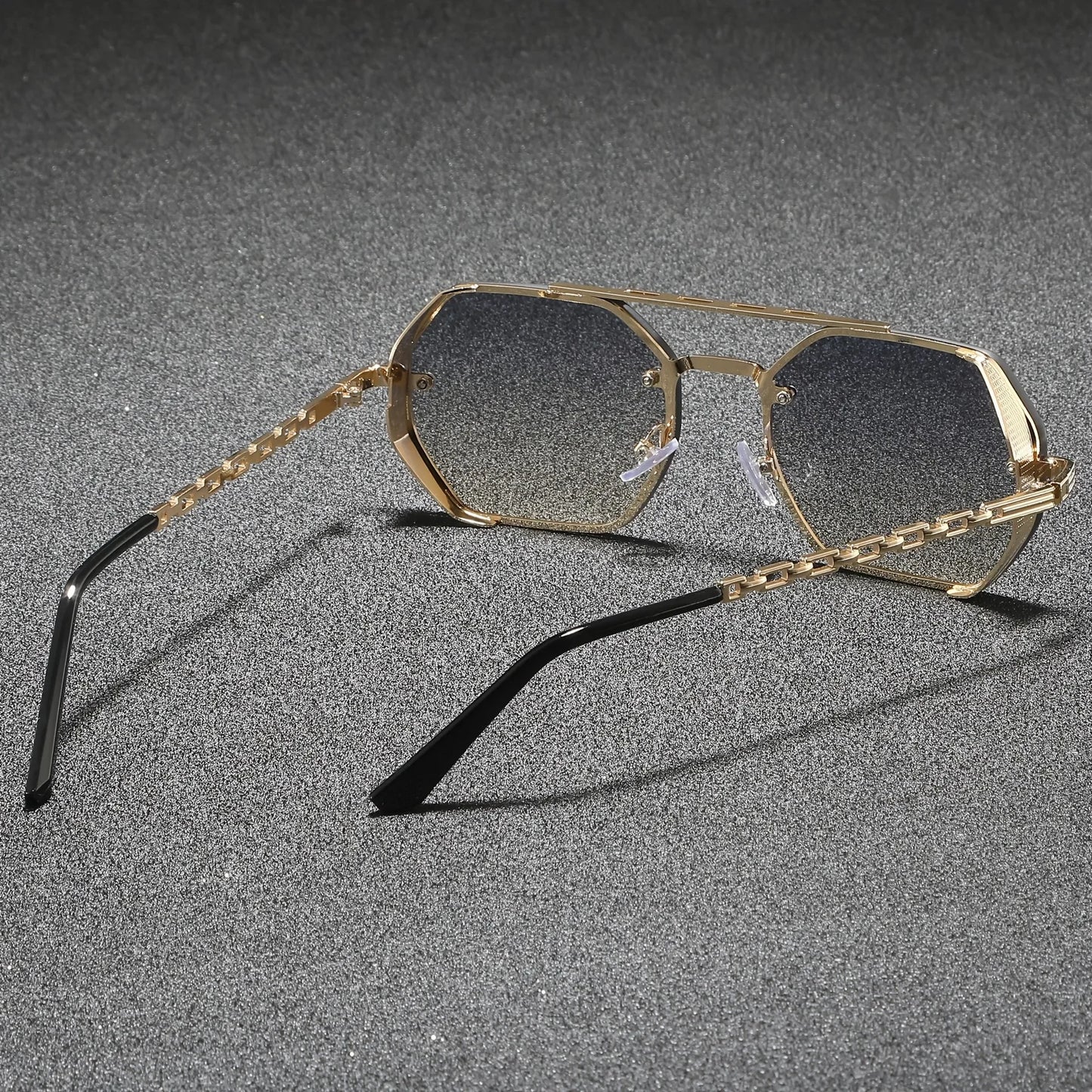 Geometric Metal Frame Sunglasses - UV400 Designer Shades for Men Women - ZOOMNSTORE