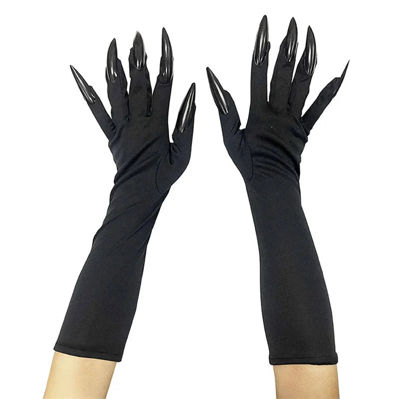 Cool Halloween gloves long section ghost claw dress up gloves fashionable red long nails Cosplay Halloween funny gloves - ZOOMNSTORE
