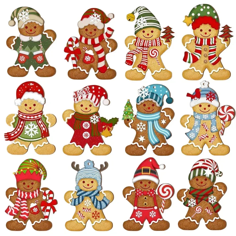 Gingerbread Man Ornaments - Cute Wooden Christmas Tree Decorations - ZOOMNSTORE