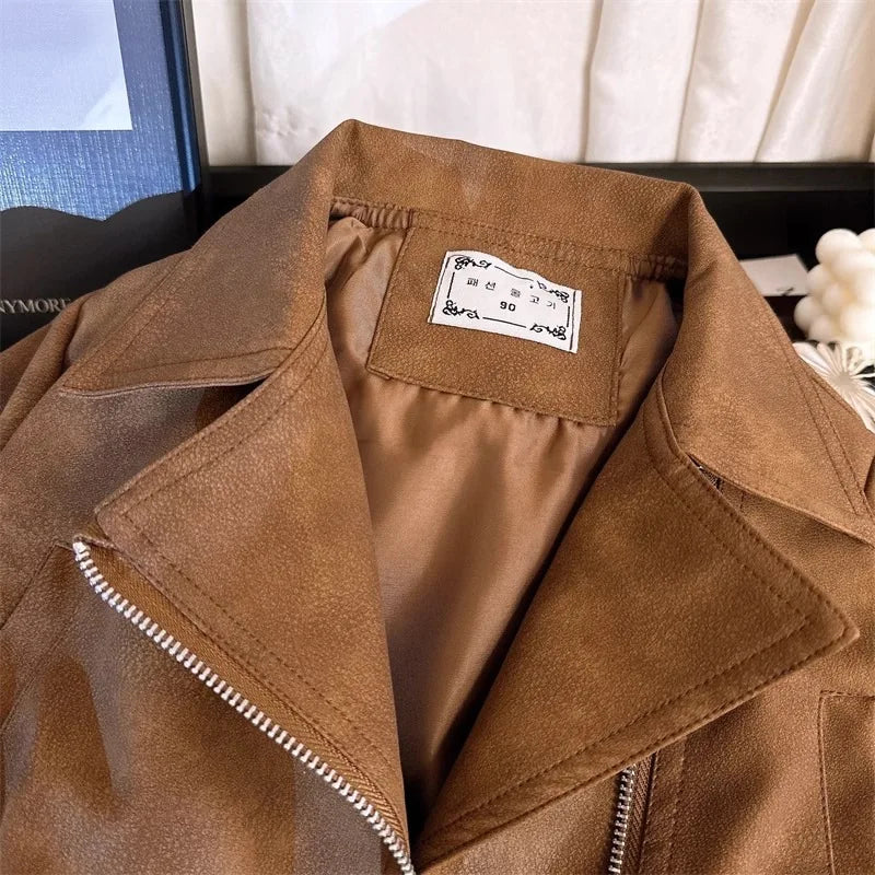 Girls Leather Jacket - Spring Autumn Stain Resistant Outerwear Ages 2-8 - ZOOMNSTORE