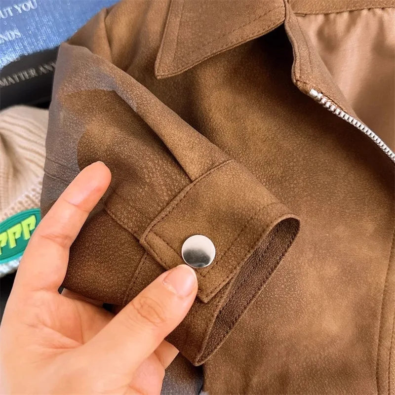Girls Leather Jacket - Spring Autumn Stain Resistant Outerwear Ages 2-8 - ZOOMNSTORE