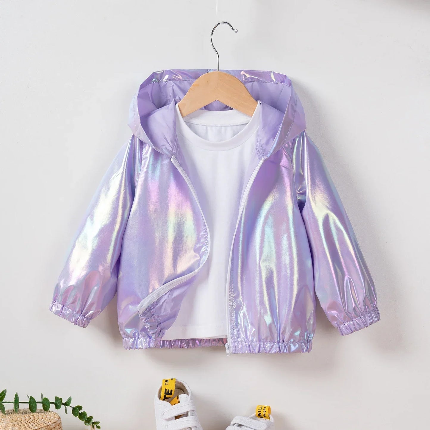 Girls Pearl Hooded Jacket - Trendy Zipper Spring Autumn Coat 0-6Y - ZOOMNSTORE