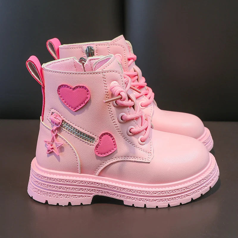 Girls Rubber Boots – Kids Fashion Pink Winter Boots with Soft Sole & Zip Closure - ZOOMNSTORE