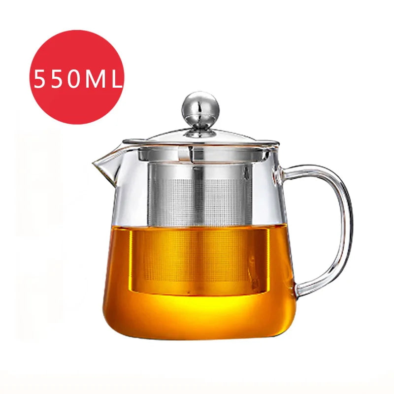 Heat Resistant Glass Teapot with Stainless Steel Infuser - Kung Fu Tea Set for Puer Oolong - ZOOMNSTORE