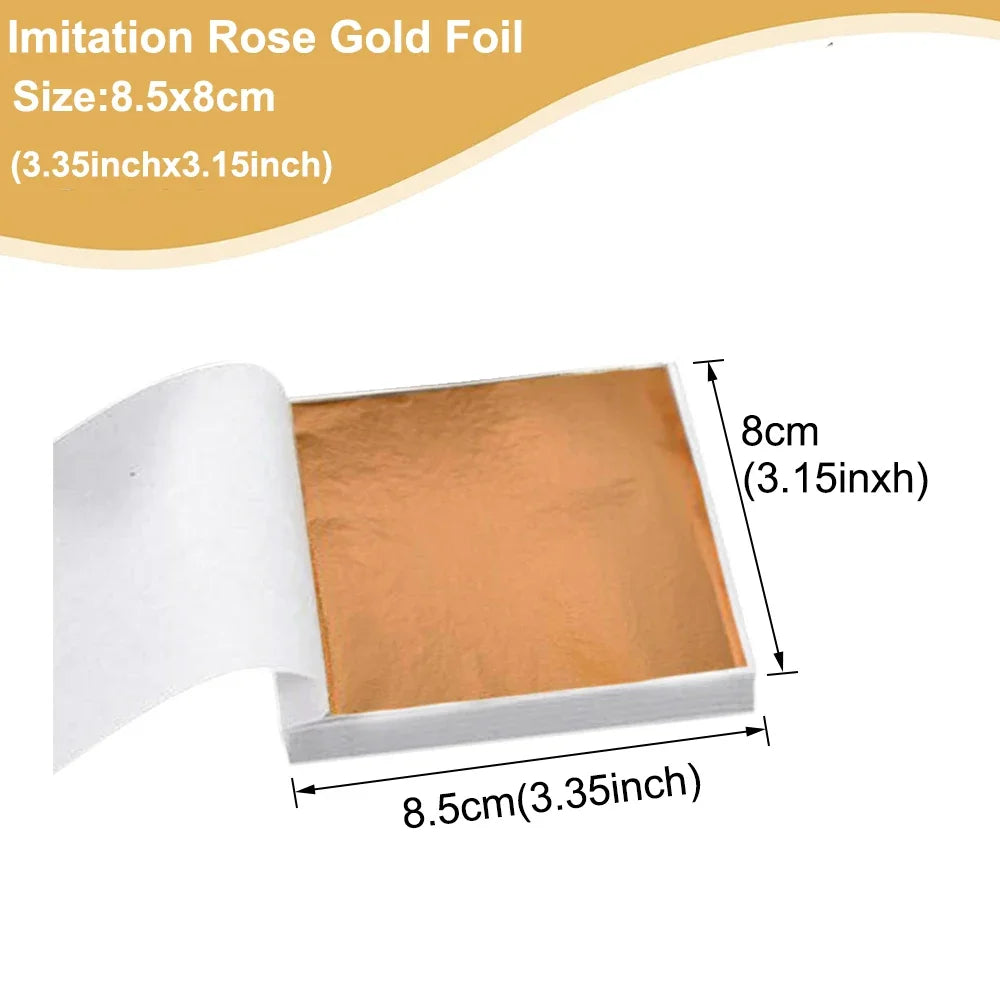 Imitation Gold Silver Foil Paper - 100pcs DIY Craft Sheets for Resin Candle Plaster Nail Art Home Decoration - ZOOMNSTORE