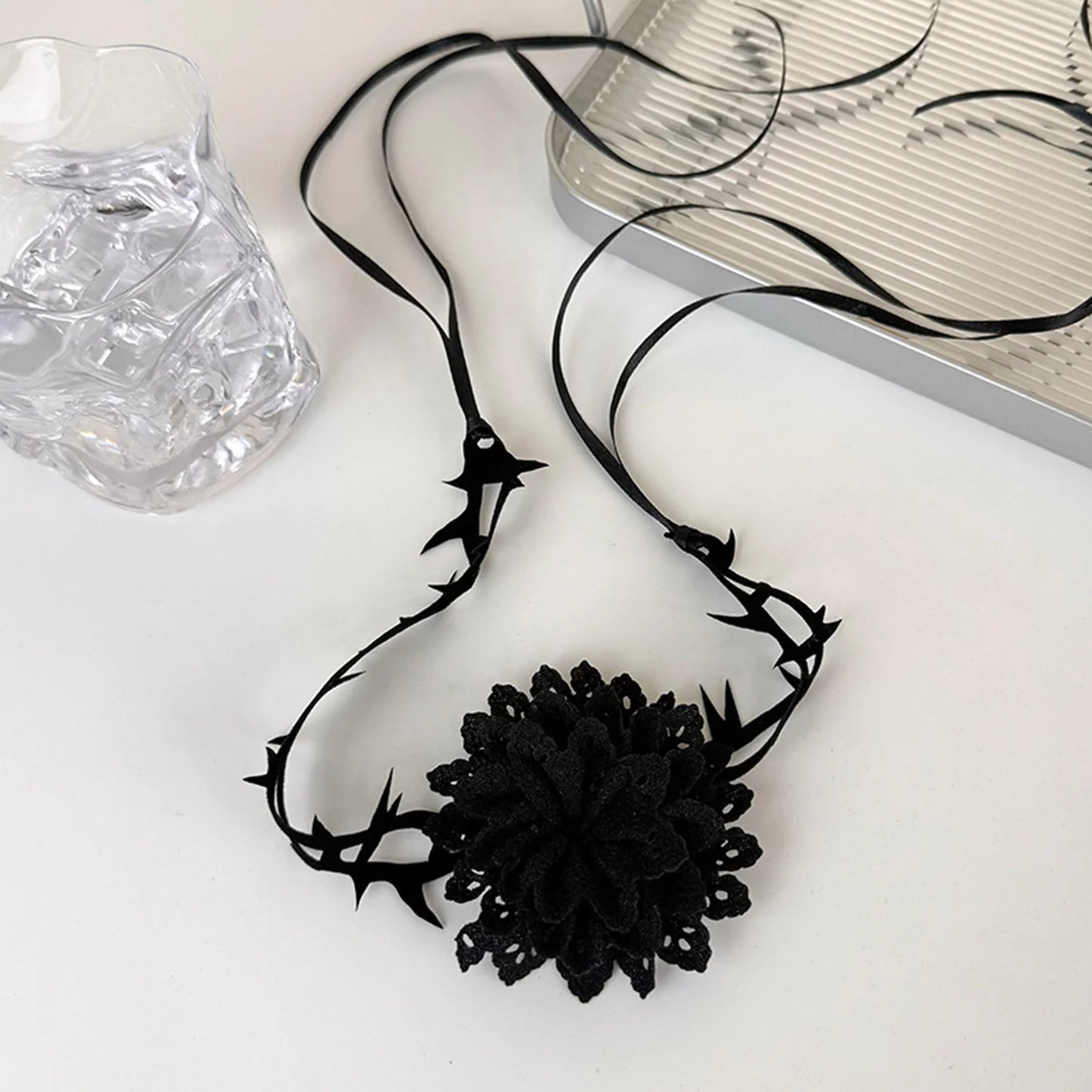 Gothic Black Lace Velvet Thorn Necklace For Women Fashion Punk Choker Necklace Halloween Party Chokers Necklaces Jewelry Gifts - ZOOMNSTORE
