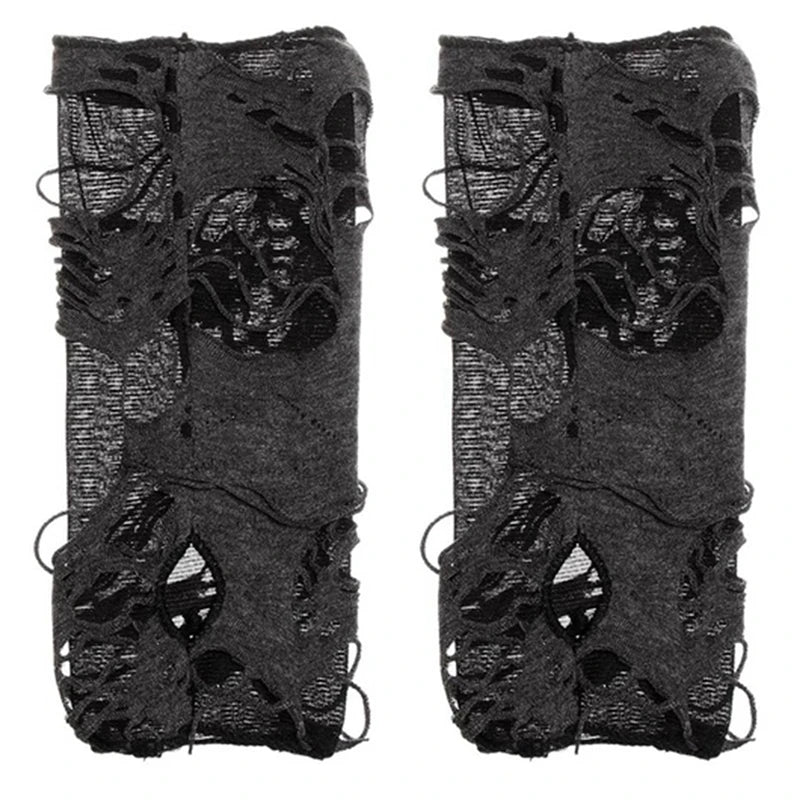 Halloween Broken Slit Gloves Black Ripped Holes Cosplay Gloves Adults Sexy Gothic Fingerless Gloves Fashion Accessories - ZOOMNSTORE