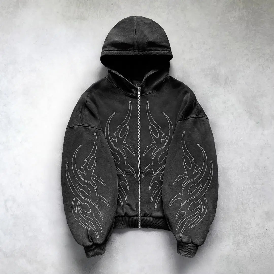 Gothic Punk Oversized Sweatshirt - Harajuku Y2K Streetwear Hoodie - ZOOMNSTORE
