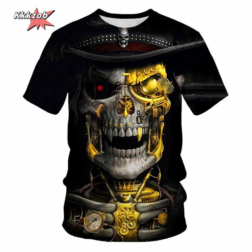 Gothic Skull T-Shirt - 3D Printed Casual Short Sleeve Top - ZOOMNSTORE