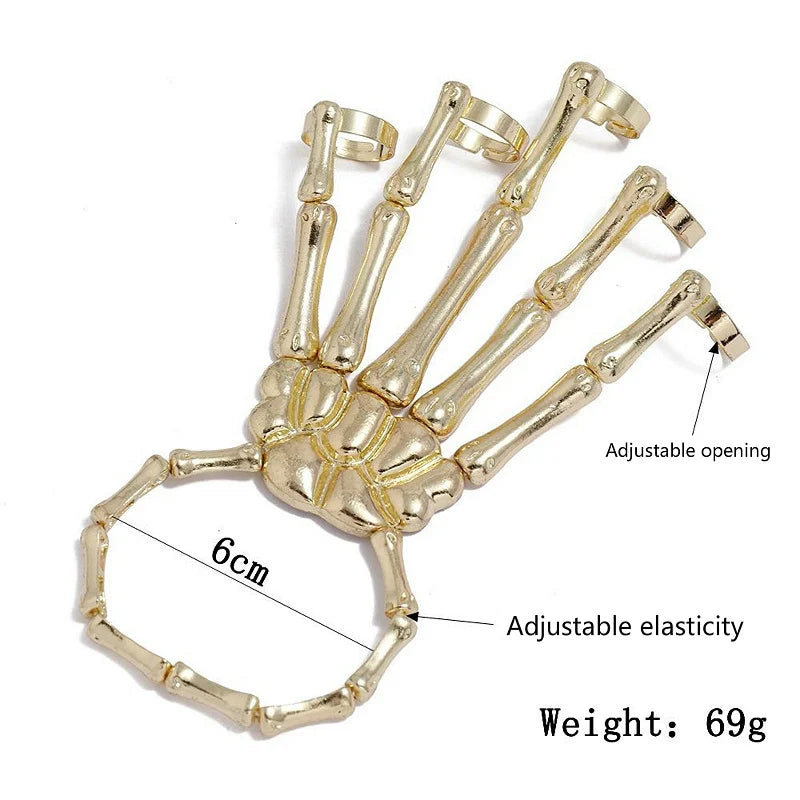 Steam Punk Skull Skeleton Bracelet For Men Gothic Hand Elasticity Adjustable Couple Women Bracelet Bangles Jewelry - ZOOMNSTORE