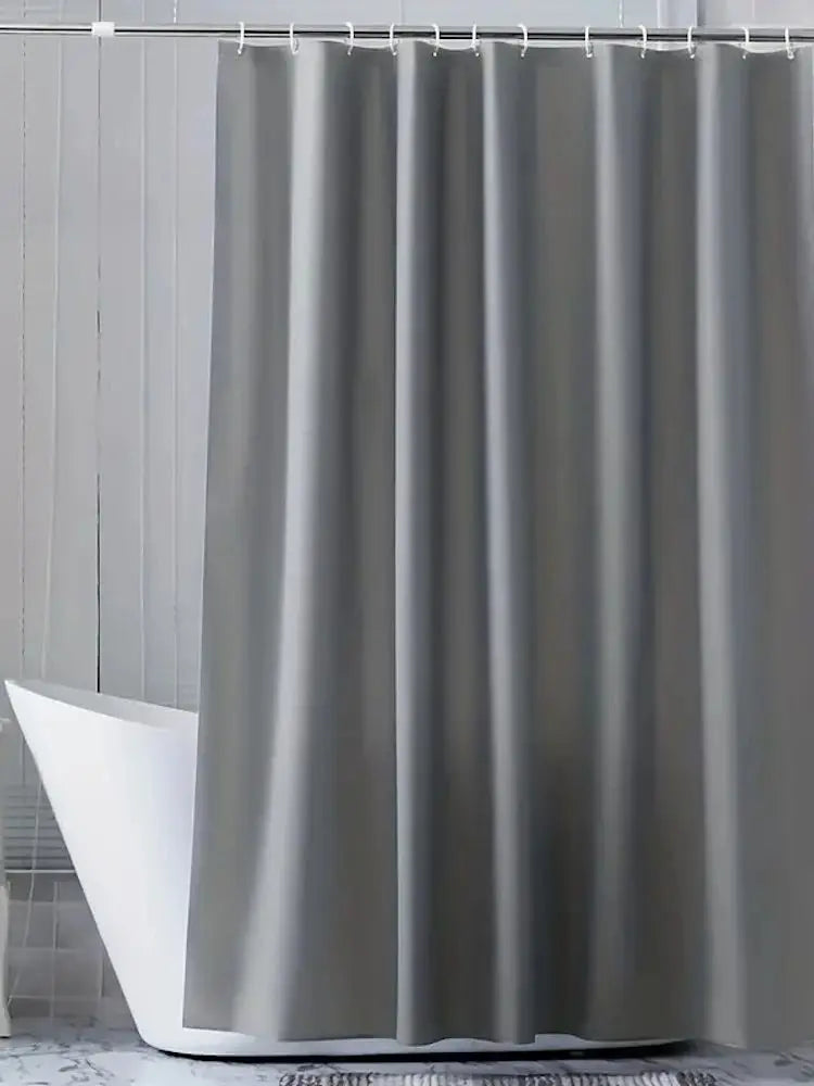 Lightweight Gray Shower Curtain Liner with Hooks - 71x71 Inch Plastic Bath Decor - ZOOMNSTORE