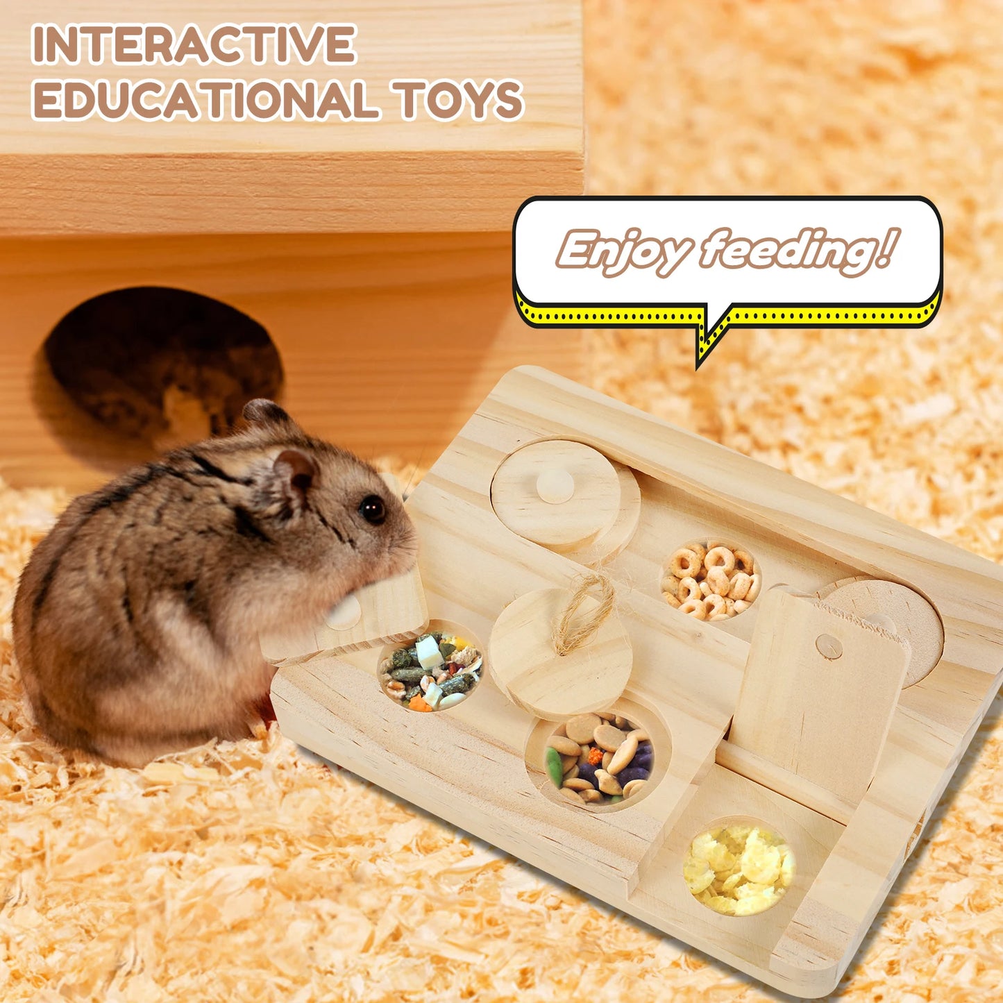 Guinea Pig Foraging Toy | Natural Wood Pet Treat Dispenser & Small Animal Enrichment Puzzle - ZOOMNSTORE