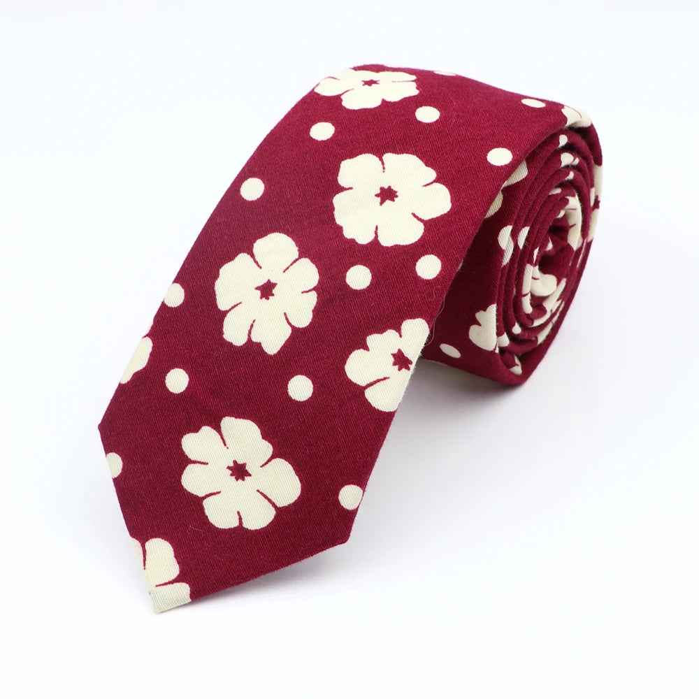 Floral Cotton Tie - Elegant Paisley Necktie for Men Women
