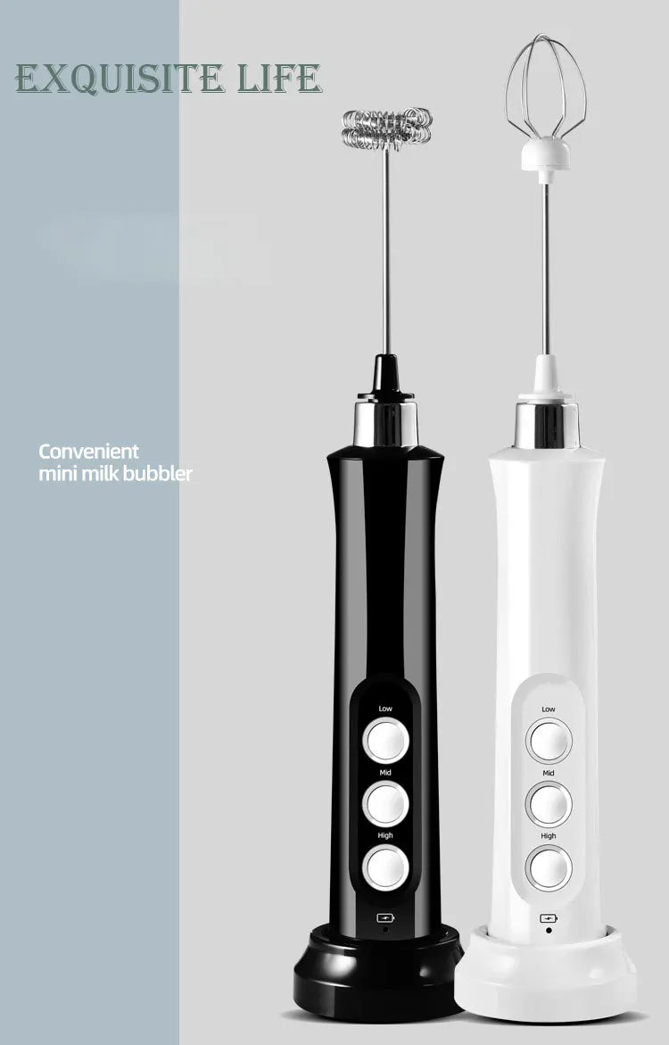 Portable Electric Milk Frother - Handheld Rechargeable Foam Maker Drink Mixer - ZOOMNSTORE