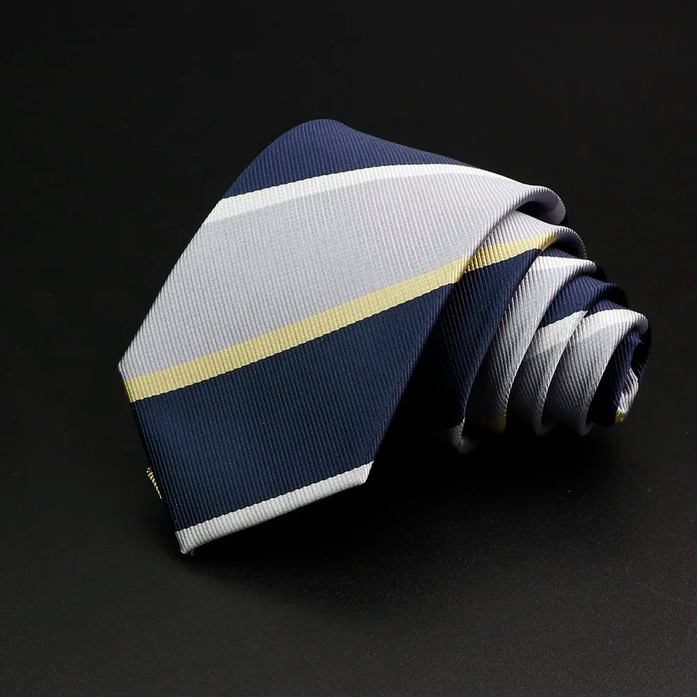 Classic Stripe Mens Tie - Jacquard Necktie in Red Blue Green for Daily Wear and Weddings
