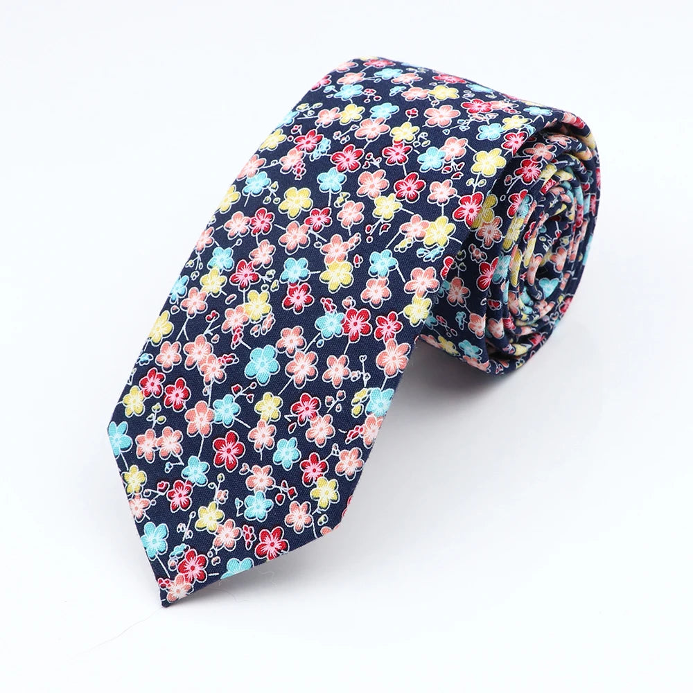Floral Cotton Tie - Elegant Paisley Necktie for Men Women