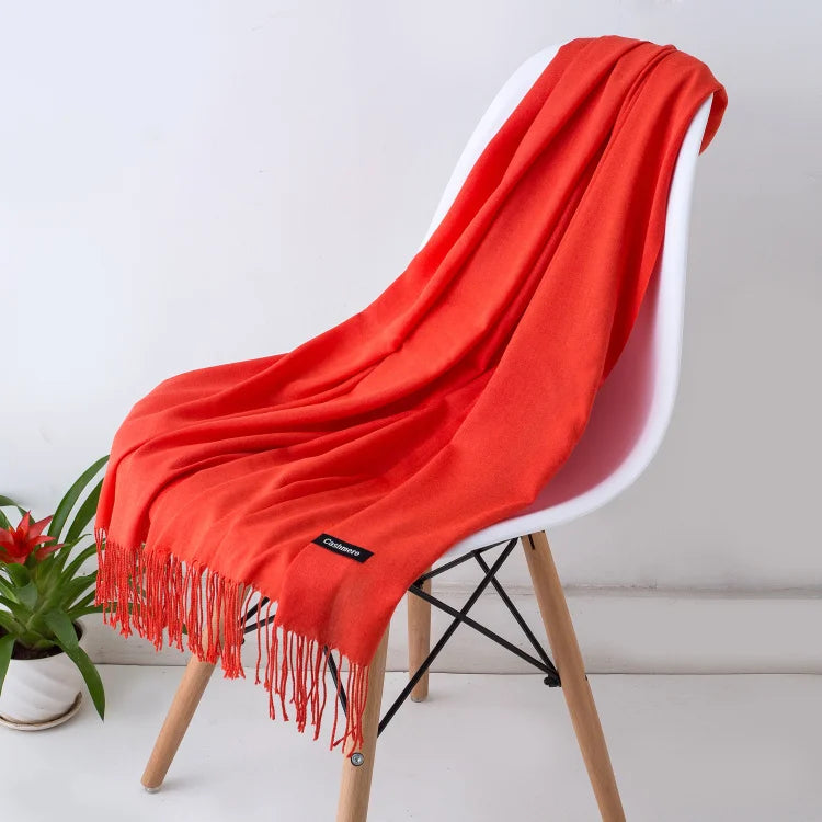 Cashmere Scarf for Women - Warm Autumn Winter Shawl with Tassels