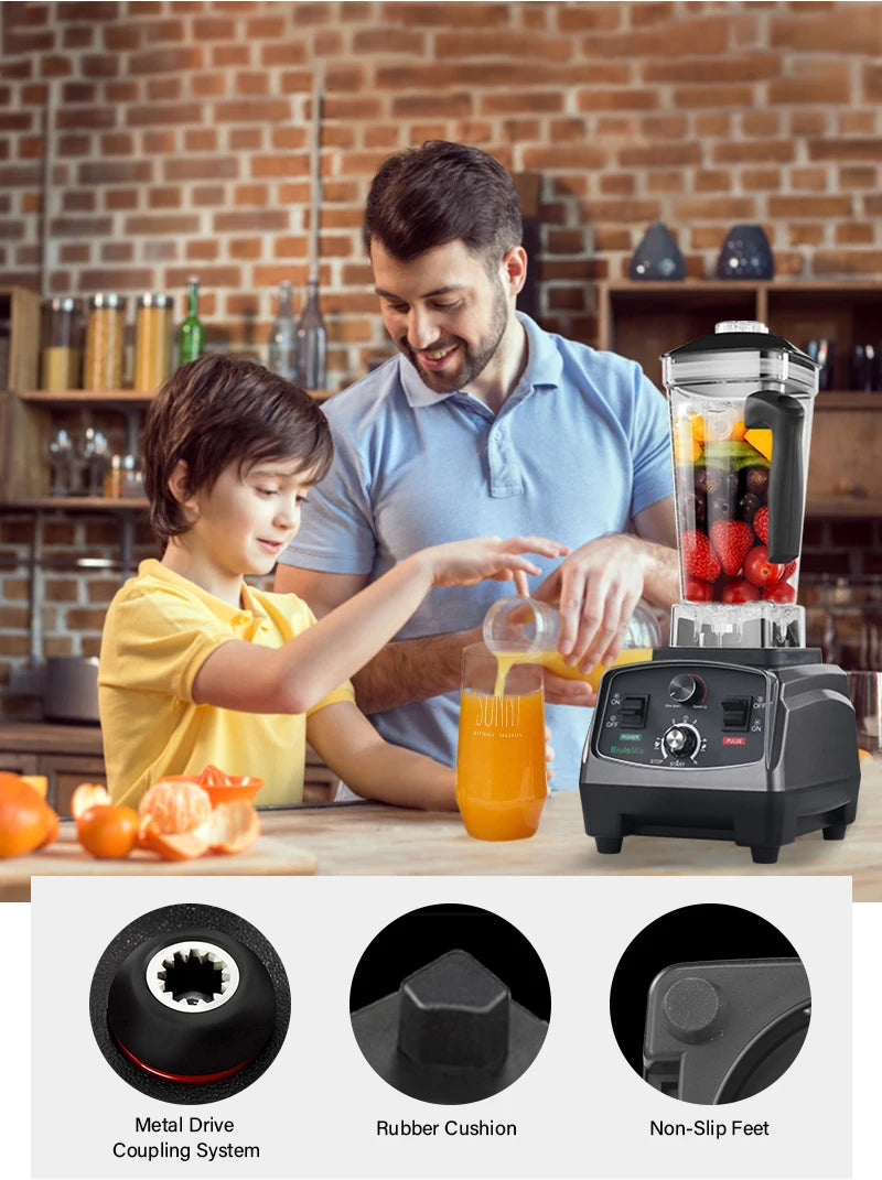 Heavy Duty Commercial Blender - 2200W Timer Mixer Juicer with 2L BPA Free Jar for Smoothies and Food Processing