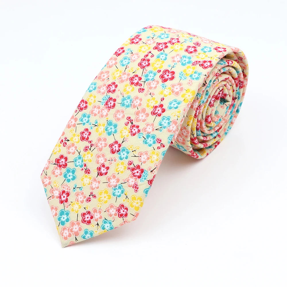 Floral Cotton Tie - Elegant Paisley Necktie for Men Women
