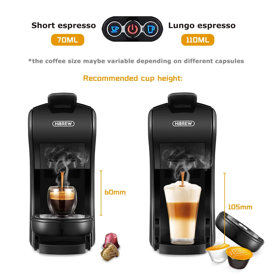HiBREW 4-in-1 Coffee Machine - 19 Bar Espresso Pod Maker for Hot Cold Drinks - ZOOMNSTORE