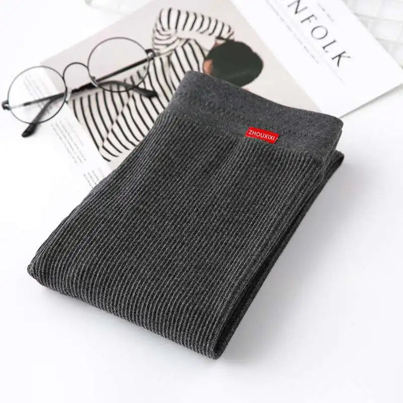 Ribbed Leggings Women - High Waist Cotton Blend Warm Winter Leggings | Casual Threaded Pants