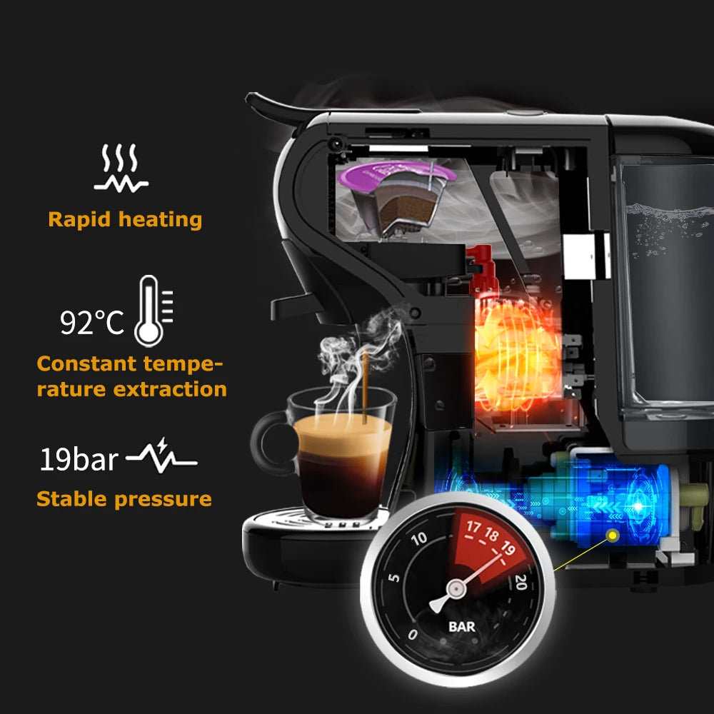 HiBREW 4-in-1 Coffee Machine - 19 Bar Espresso Pod Maker for Hot Cold Drinks - ZOOMNSTORE