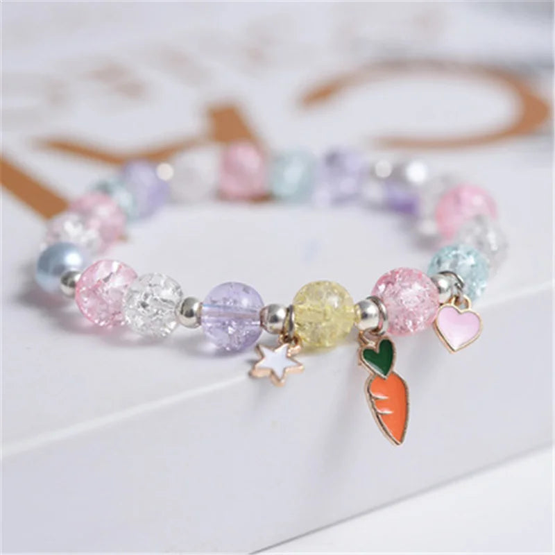 Cute Popcorn Beads Bracelet - Friendship Jewelry for Girls with Star Moon Cloud and Flower Accents