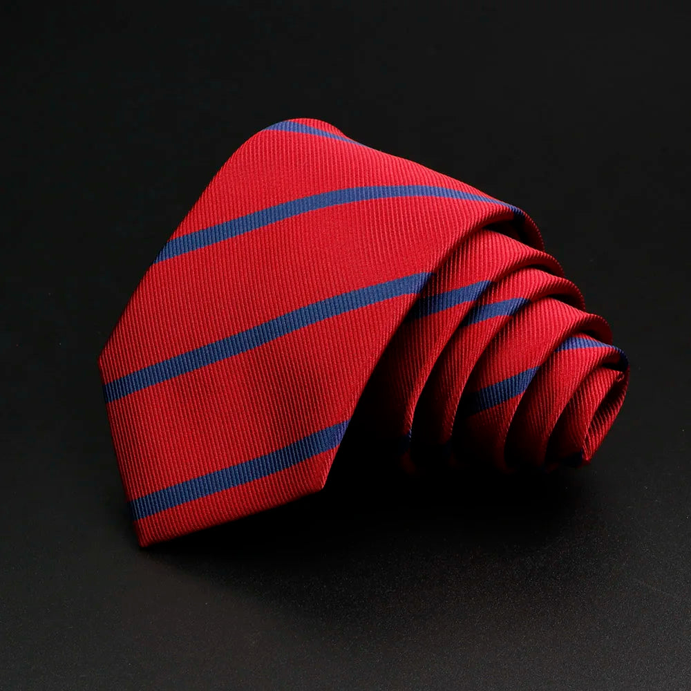Classic Stripe Mens Tie - Jacquard Necktie in Red Blue Green for Daily Wear and Weddings