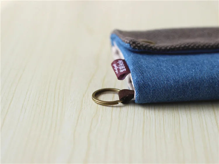 Handmade Three-Fold Fabric Wallet - Multi-Function Zipper Purse for Teens and Adults