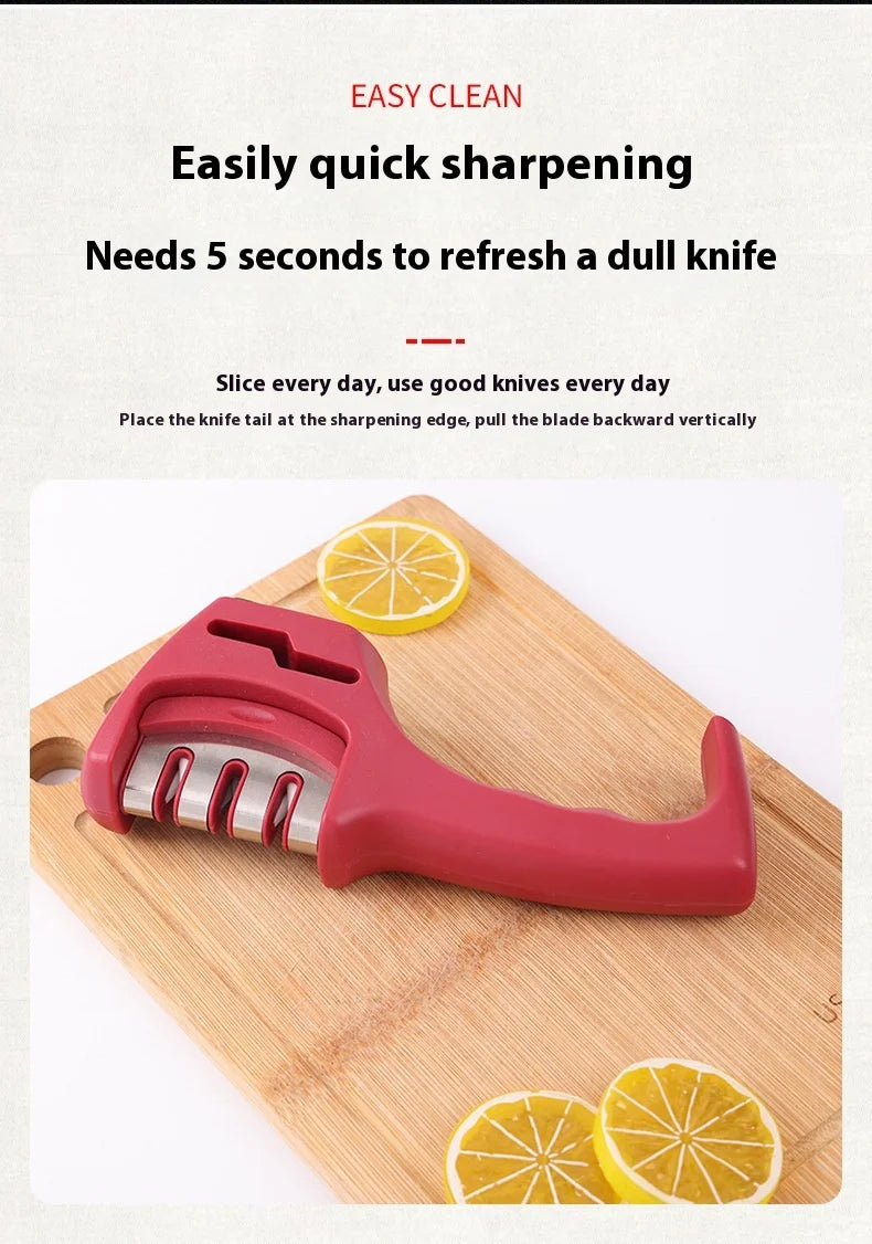 Three-Stage Ceramic Diamond Knife Sharpener - Handheld Kitchen Tool - ZOOMNSTORE