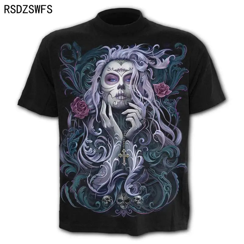 Mens 3D Skull T-Shirt - Punk Summer Streetwear Top O-neck Sizes XXS-5XL - ZOOMNSTORE